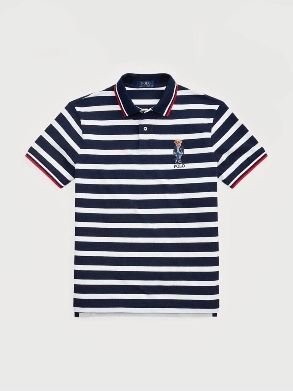 Polo Ralph Lauren Men's Custom Slim Fit Polo Bear Mesh Polo Shirt Cruise Navy L